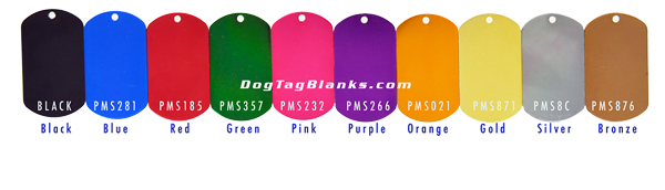 Color Blank Aluminum Dog Tags